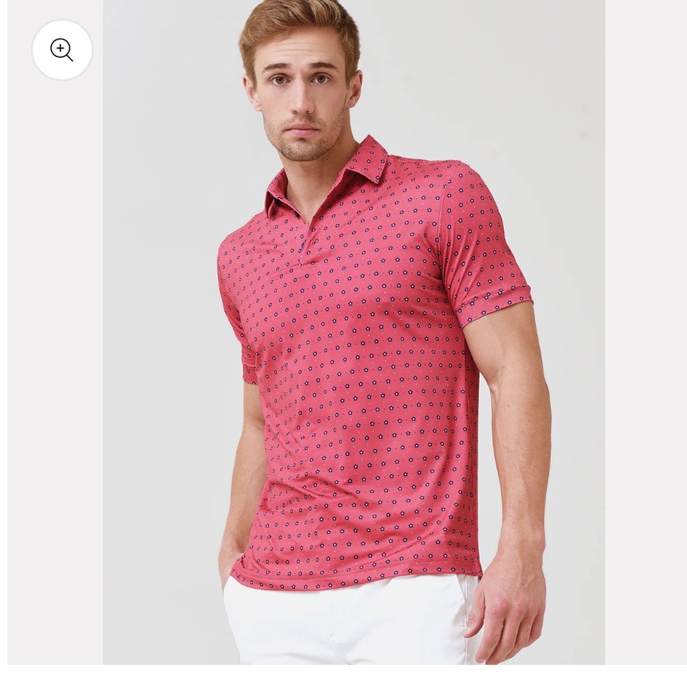 Mizzen + Main Versa Polo Shirt Mens XL Red Blue Floral Golf Athletic 1KS-0553